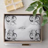 Papier Mousseline Chic noir et blanc dévêtu Monogramme de script (Cadeau)