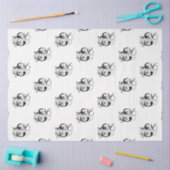 Papier Mousseline Chic noir et blanc dévêtu Monogramme de script (Artisanat)