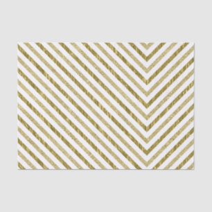 Papier Mousseline Chic or et blanc Chevron