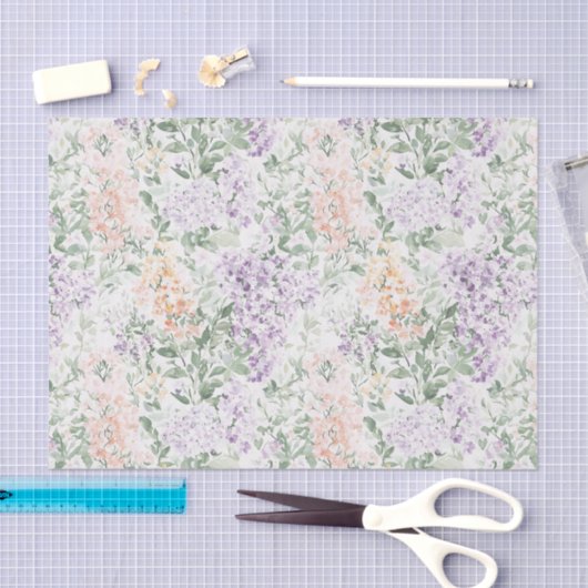 Papier Mousseline Chic Pêche Lilas Lavande Floral Fête de Mariage (Artisanat)