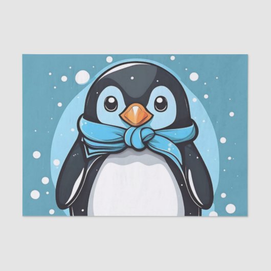 Papier Mousseline Chic Penguin Icy Blue (Recto)