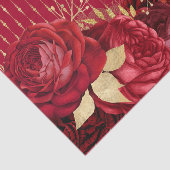 Papier Mousseline Chic Red Gold Floral (Détail)