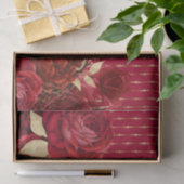 Papier Mousseline Chic Red Gold Floral (Cadeau)