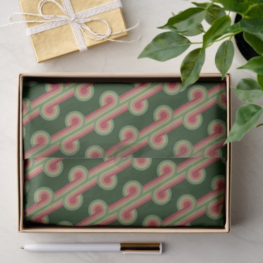 Papier Mousseline Chic Retro Funky Abstrait Waves Art Motif (Cadeau)