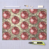 Papier Mousseline Chic Rouge boules de Noël or étincelles (Artisanat)