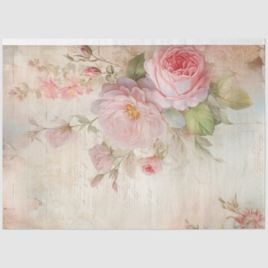 Papier Mousseline Chic shabby chic blush anglais éphemera rose (Recto)