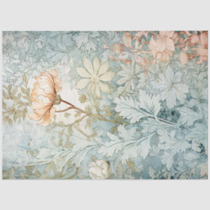 Papier Mousseline Chic Shabby, fleurs bleues et roses