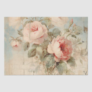 Papier Mousseline Chic Shabby Vintage détendu Roses Blush Bois