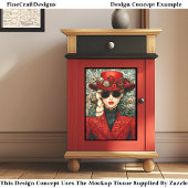 Papier Mousseline Chic Steampunk Femme En Tenue Rouge U3 Découpage