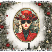 Papier Mousseline Chic Steampunk Femme En Tenue Rouge U3 Découpage