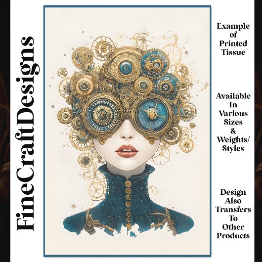 Papier Mousseline Chic Steampunk Portrait Femme N8 Découpage