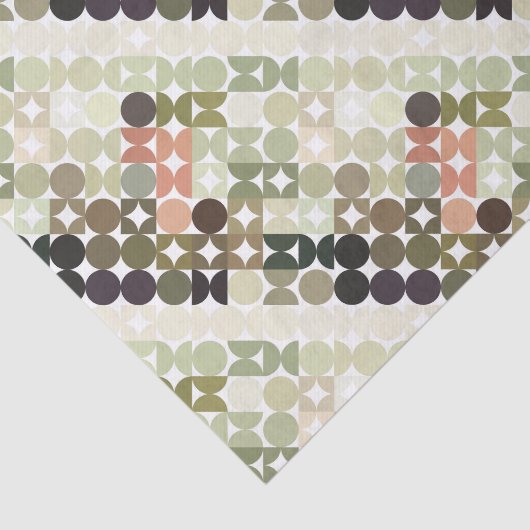Papier Mousseline Chic Taupe Beige clair Olive Green Cercles Motif (Détail)