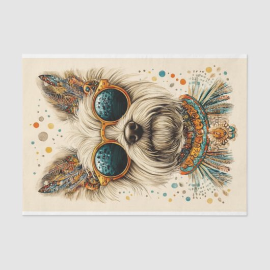 Papier Mousseline Chic Westin Chien chic Boho Whimsical CK7 Découpag (Recto)