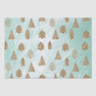 Papier Mousseline Chic White Mint Gold Parties scintillant Arbres de