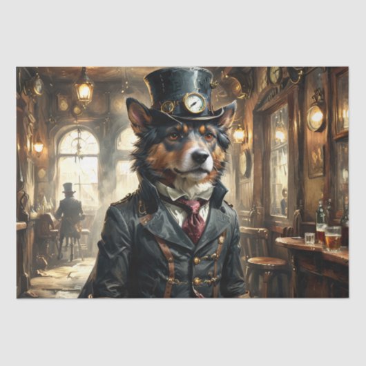 Papier Mousseline Chien à dos allemand - Découpage - (Recto)