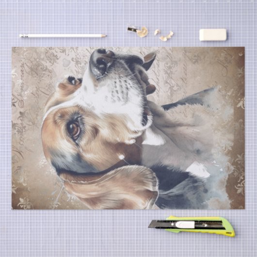 Papier Mousseline Chien beagle (Artisanat)