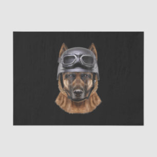 Papier Mousseline Chien berger Allemand, Biker En Casque De Moto