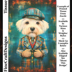 Papier Mousseline Chien Blanc En Gentilhomme Campagnard DK6RF Découp