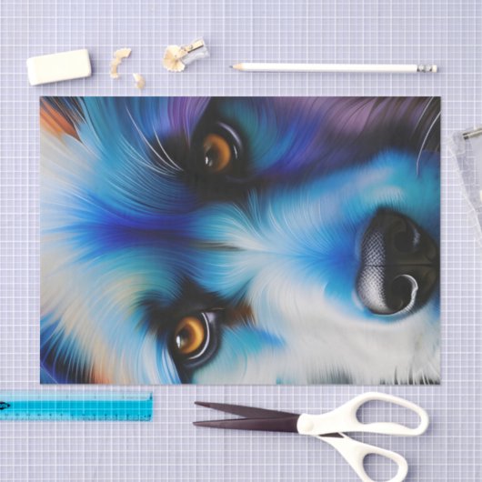 PAPIER MOUSSELINE CHIEN BLUE TERRIER FERMER (Artisanat)