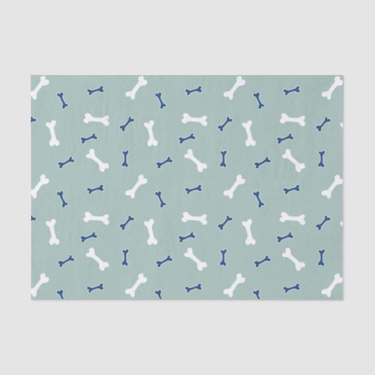 Papier Mousseline Chien Bone, Puppy Party, Bleu et Vert (Recto)