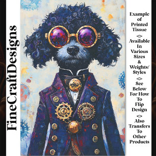 Papier Mousseline Chien Caniche Steampunk Noir Mignon AX5 Découpage