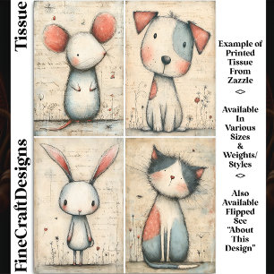 Papier Mousseline Chien, Chat, Souris & Lapin Fantaisistes DS1R Déco
