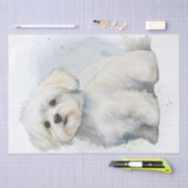 Papier Mousseline Chien chiot maltais (Artisanat)