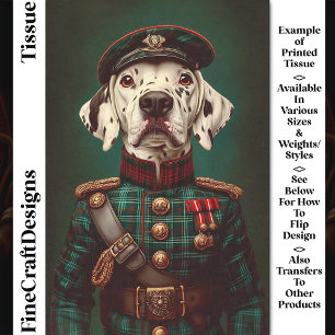 Papier Mousseline Chien Dalmatien fier Uniforme militaire CH5 Découp