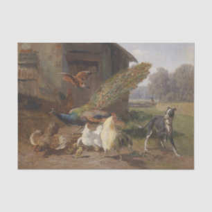 Papier Mousseline Chien dans la cour de la volaille par Carl Jutz