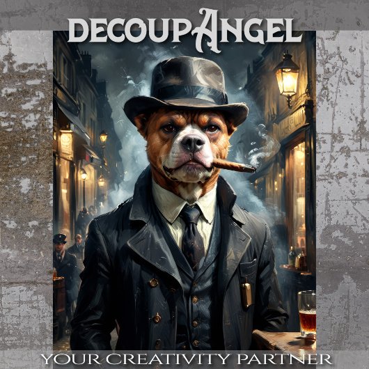 Papier Mousseline Chien de Beabull - Découpage -