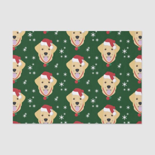 Papier Mousseline Chien de Noël Père Noël Golden Retriever (Recto)