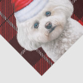 Papier Mousseline Chien de Noël rouge plaid Coton de Tulear (Détail)