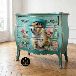 Papier Mousseline Chien de Prairie Vintage Découpe Florale de Marmot