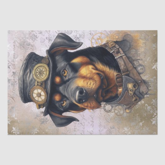 Papier Mousseline Chien de Steampunk Rottweiler (Recto)