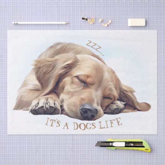 Papier Mousseline Chien dormant mignon illustré (Artisanat)