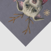 Papier Mousseline Chien drôle de Noël avec des andouillers | bonnes (Détail)