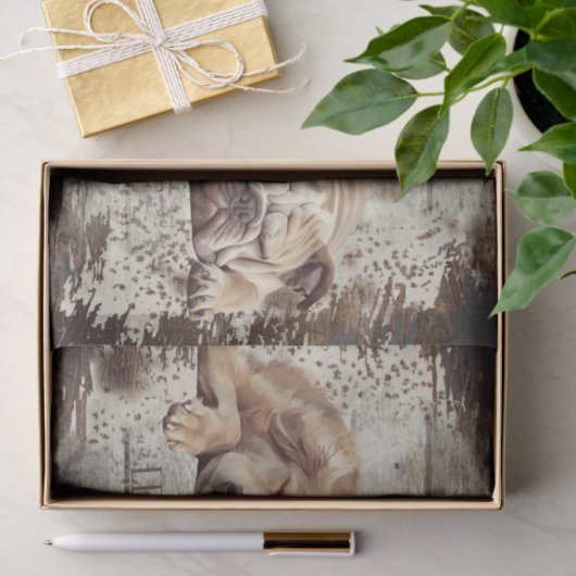 Papier Mousseline Chien endormi illustré (Cadeau)