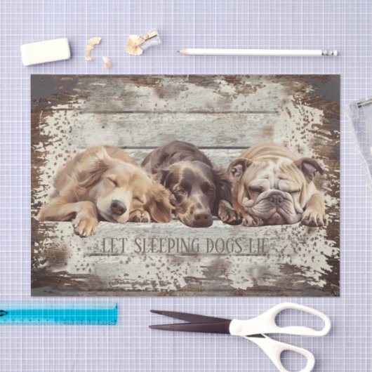 Papier Mousseline Chien endormi illustré (Artisanat)