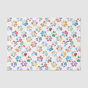 Papier Mousseline Chien et chat Pawprints de couleur en pastel
