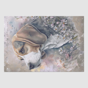 Papier Mousseline Chien Floral beagle