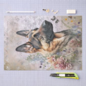 Papier Mousseline Chien floral berger allemand (Artisanat)