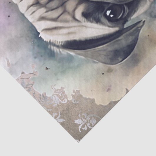 Papier Mousseline Chien floral carlin (Détail)