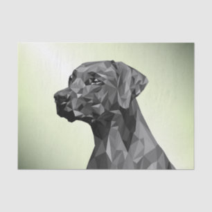 Papier Mousseline Chien gris géométrique vert
