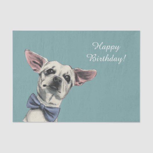 Papier Mousseline Chien mignon de chiwawa avec anniversaire de la (Recto)
