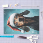 Papier Mousseline Chien mignon portant le chapeau du Père Noël Dachs (Artisanat)