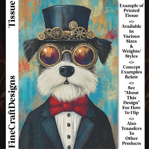 Papier Mousseline Chien Mignon Steampunk Amusant Avec Haut-de-Forme 