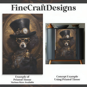 Papier Mousseline Chien Mignon Steampunk Avec Chapeau Peinture D3L D