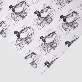 Papier Mousseline Chien noir blanc vintage (Détail)