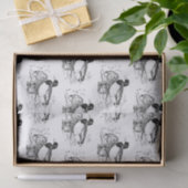 Papier Mousseline Chien noir blanc vintage (Cadeau)