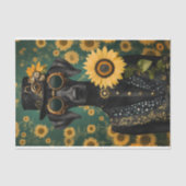 Papier Mousseline Chien noir vapeur + Tournesol AK8 Découpage (Recto)